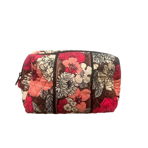 Vera Bradley Quilted Large Makeup Cosmetics Toiletries Bag Pink - Picture 1 of 7